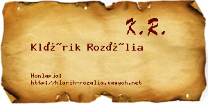 Klárik Rozália névjegykártya