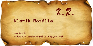 Klárik Rozália névjegykártya